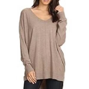 NEW Alexander + David V-Neck Longline Oversized Cozy Soft Tunic Sweater S/M NWT